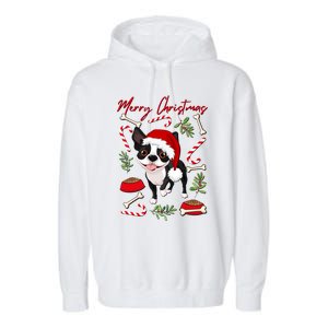 Cute Sweet Christmas Puppy Terrier With A Santa Hat Dog Mom Gift Garment-Dyed Fleece Hoodie