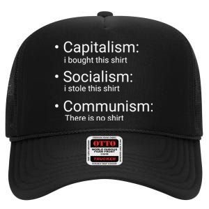 Capitalism Socialism Communism Libertarian Economics Freedom High Crown Mesh Back Trucker Hat