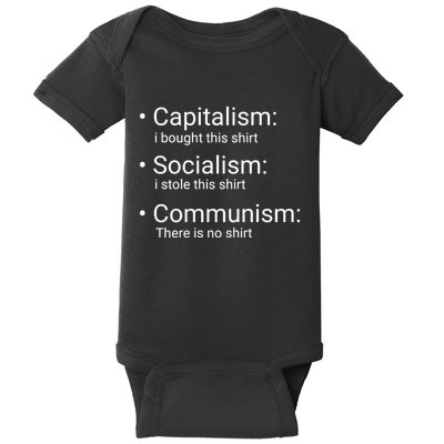 Capitalism Socialism Communism Libertarian Economics Freedom Baby Bodysuit