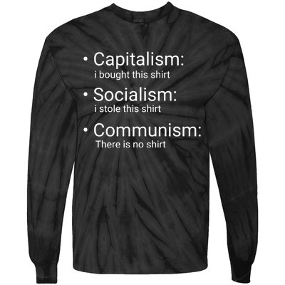 Capitalism Socialism Communism Libertarian Economics Freedom Tie-Dye Long Sleeve Shirt