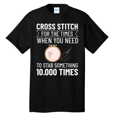 Cross Stitch Counted Pattern Beginner Alphabet Needle Tall T-Shirt