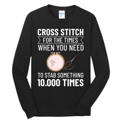 Cross Stitch Counted Pattern Beginner Alphabet Needle Tall Long Sleeve T-Shirt