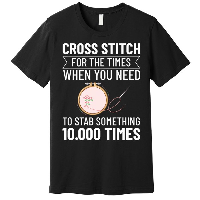 Cross Stitch Counted Pattern Beginner Alphabet Needle Premium T-Shirt