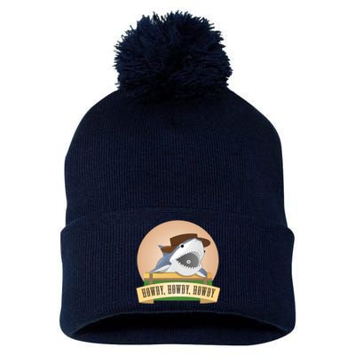 Cowboy Shark Pom Pom 12in Knit Beanie