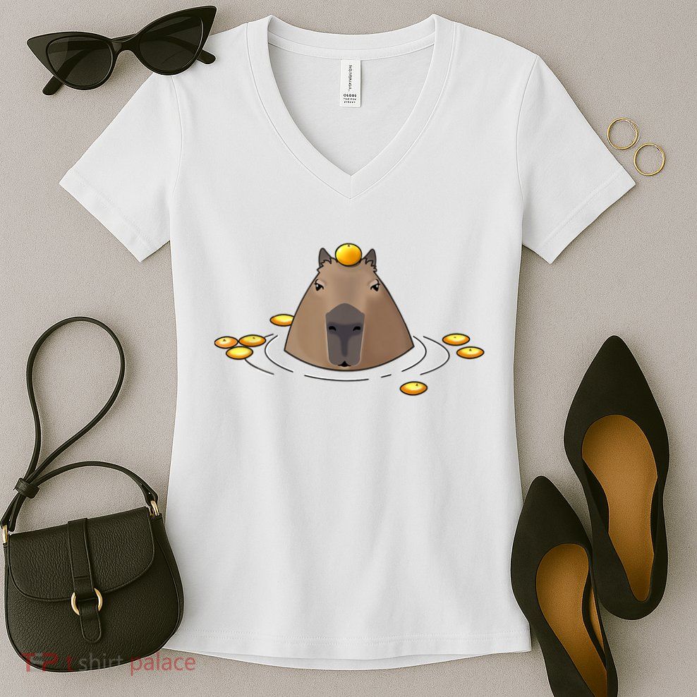 Capybaras Shirt Cute Capybara Women's V-Neck T-Shirt