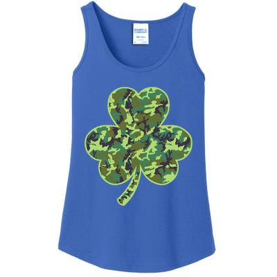 Camo Shamrock Camouflage Hunt St Patrick's Good Luck Hunting Cute Gift Ladies Essential Tank