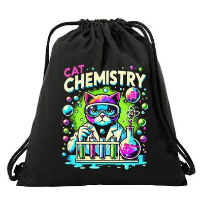 Cat Scientist Chemistry Science Student Feline Lovers Drawstring Bag