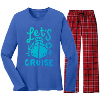 Cruise Ship Cruising Boating Sailing Yacht Captain Summer Gift Women's Long Sleeve Flannel Pajama Set 