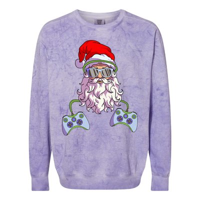 Christmas Santa Cool Video Gamer Christmas Colorblast Crewneck Sweatshirt