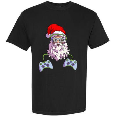 Christmas Santa Cool Video Gamer Christmas Garment-Dyed Heavyweight T-Shirt