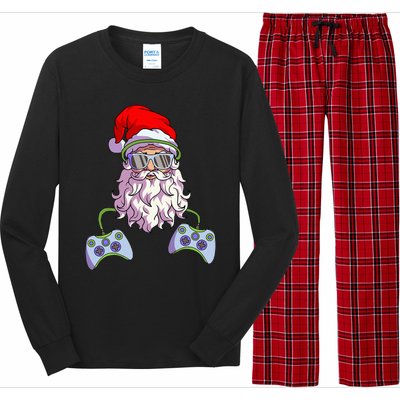 Christmas Santa Cool Video Gamer Christmas Long Sleeve Pajama Set