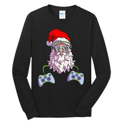 Christmas Santa Cool Video Gamer Christmas Tall Long Sleeve T-Shirt