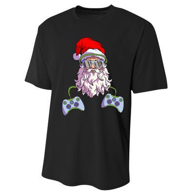 Christmas Santa Cool Video Gamer Christmas Performance Sprint T-Shirt