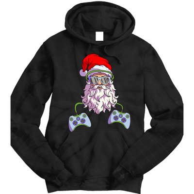 Christmas Santa Cool Video Gamer Christmas Tie Dye Hoodie