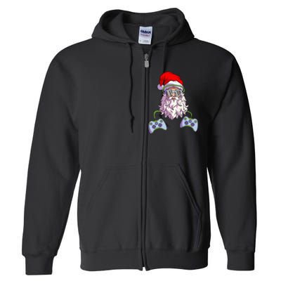 Christmas Santa Cool Video Gamer Christmas Full Zip Hoodie