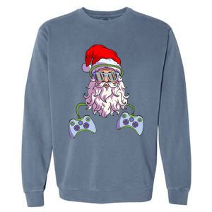 Christmas Santa Cool Video Gamer Christmas Garment-Dyed Sweatshirt