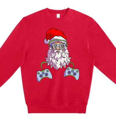 Christmas Santa Cool Video Gamer Christmas Premium Crewneck Sweatshirt