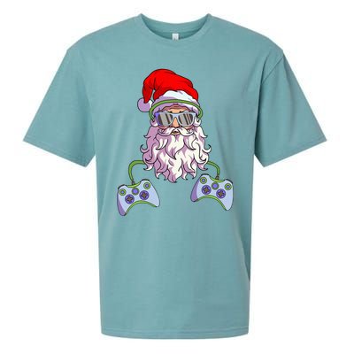 Christmas Santa Cool Video Gamer Christmas Sueded Cloud Jersey T-Shirt