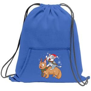 Cat Santa Claus Reindeer Funny Cats For Everybody Christmas Gift Sweatshirt Cinch Pack Bag