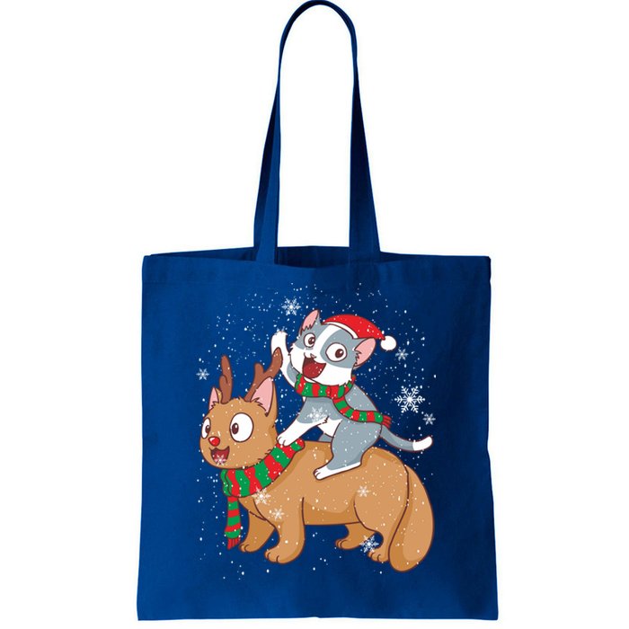 Cat Santa Claus Reindeer Funny Cats For Everybody Christmas Gift Tote Bag