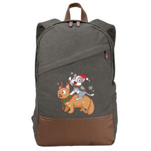 Cat Santa Claus Reindeer Funny Cats For Everybody Christmas Gift Cotton Canvas Backpack