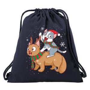 Cat Santa Claus Reindeer Funny Cats For Everybody Christmas Gift Drawstring Bag