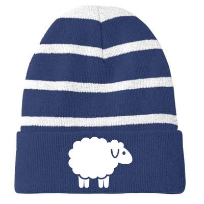 Cute Sheep Striped Beanie with Solid Band