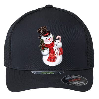 Christmas Snowman Flexfit Unipanel Trucker Cap