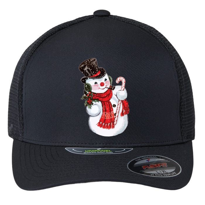 Christmas Snowman Flexfit Unipanel Trucker Cap