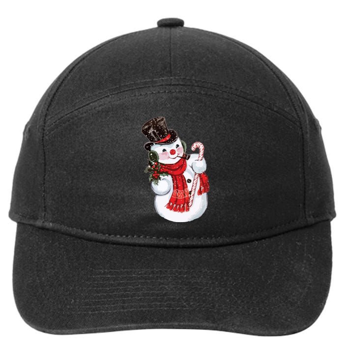 Christmas Snowman 7-Panel Snapback Hat