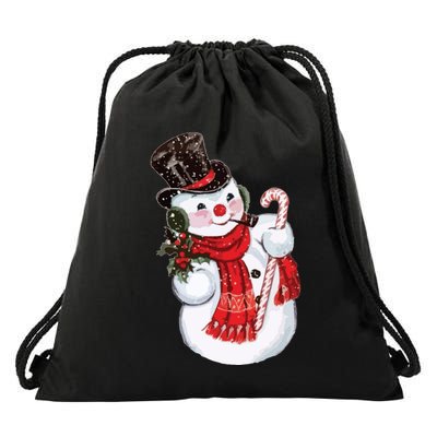 Christmas Snowman Drawstring Bag