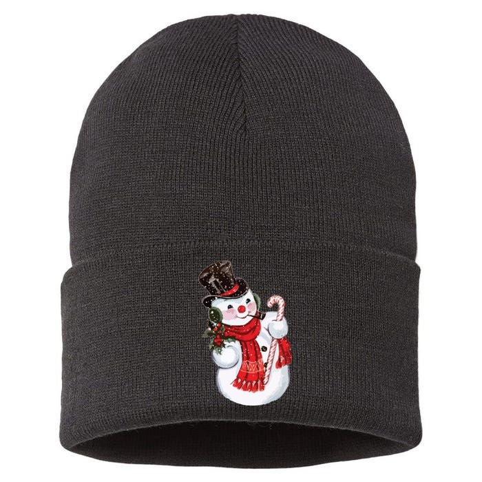 Christmas Snowman Sustainable Knit Beanie