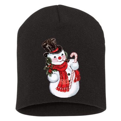 Christmas Snowman Short Acrylic Beanie