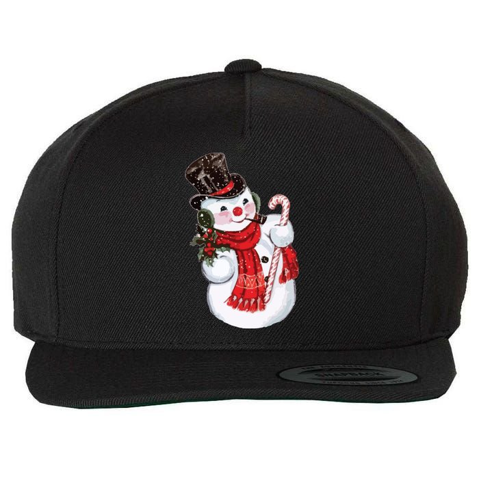 Christmas Snowman Wool Snapback Cap