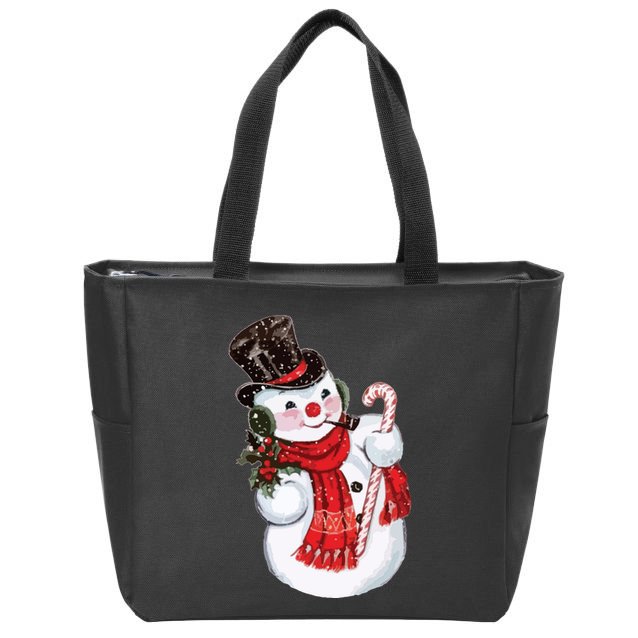 Christmas Snowman Zip Tote Bag