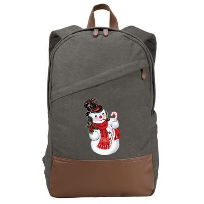 Christmas Snowman Cotton Canvas Backpack