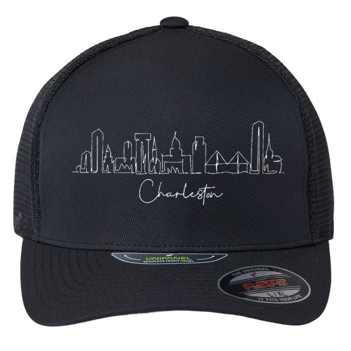 City Skyline Charleston South Carolina Flexfit Unipanel Trucker Cap