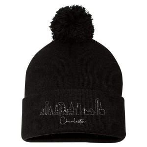 City Skyline Charleston South Carolina Pom Pom 12in Knit Beanie