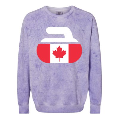 Curling Stone Canada Curler Canadian Flag Curling Colorblast Crewneck Sweatshirt