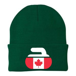 Curling Stone Canada Curler Canadian Flag Curling Knit Cap Winter Beanie