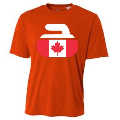 Curling Stone Canada Curler Canadian Flag Curling Cooling Performance Crew T-Shirt