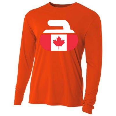 Curling Stone Canada Curler Canadian Flag Curling Cooling Performance Long Sleeve Crew