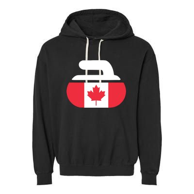 Curling Stone Canada Curler Canadian Flag Curling Garment-Dyed Fleece Hoodie