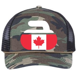 Curling Stone Canada Curler Canadian Flag Curling Retro Rope Trucker Hat Cap