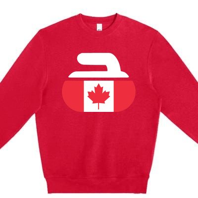 Curling Stone Canada Curler Canadian Flag Curling Premium Crewneck Sweatshirt