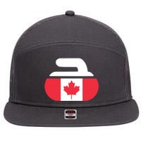 Curling Stone Canada Curler Canadian Flag Curling 7 Panel Mesh Trucker Snapback Hat