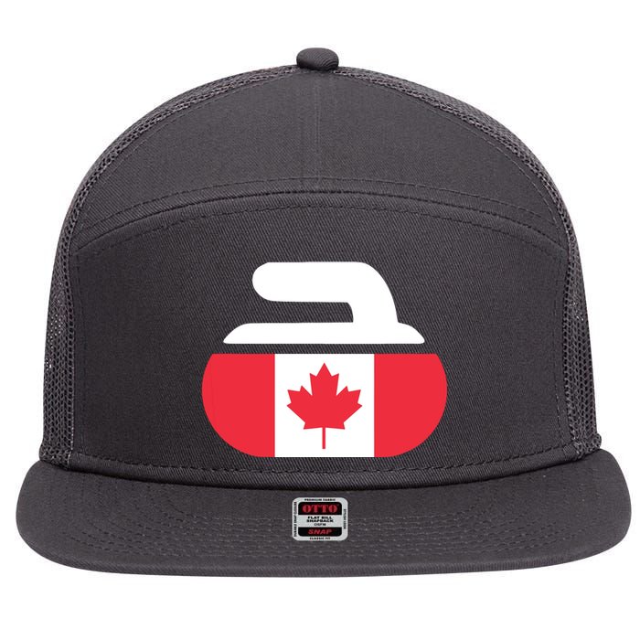 Curling Stone Canada Curler Canadian Flag Curling 7 Panel Mesh Trucker Snapback Hat