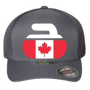 Curling Stone Canada Curler Canadian Flag Curling Flexfit Unipanel Trucker Cap