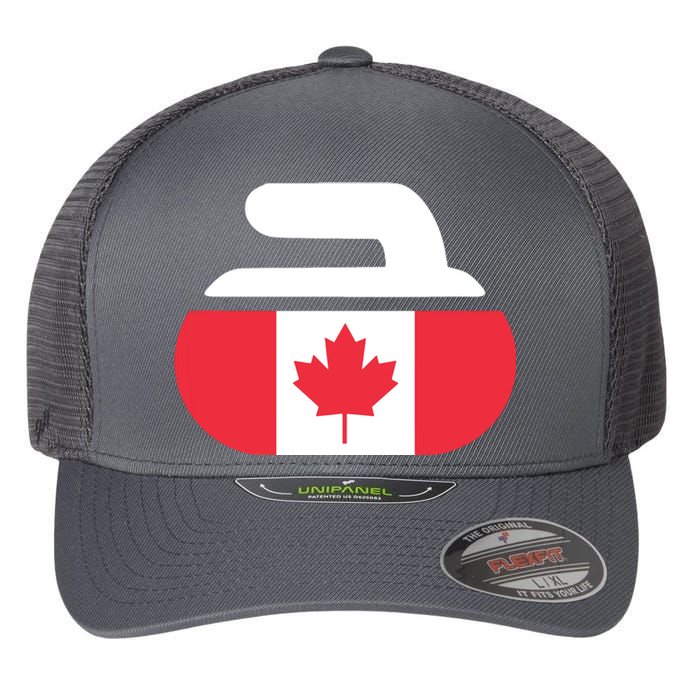 Curling Stone Canada Curler Canadian Flag Curling Flexfit Unipanel Trucker Cap