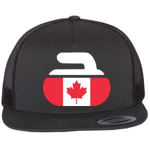 Curling Stone Canada Curler Canadian Flag Curling Flat Bill Trucker Hat